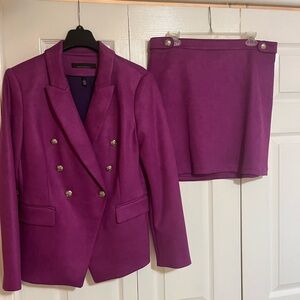 White House Black Market Magenta Blazer and Skirt Set